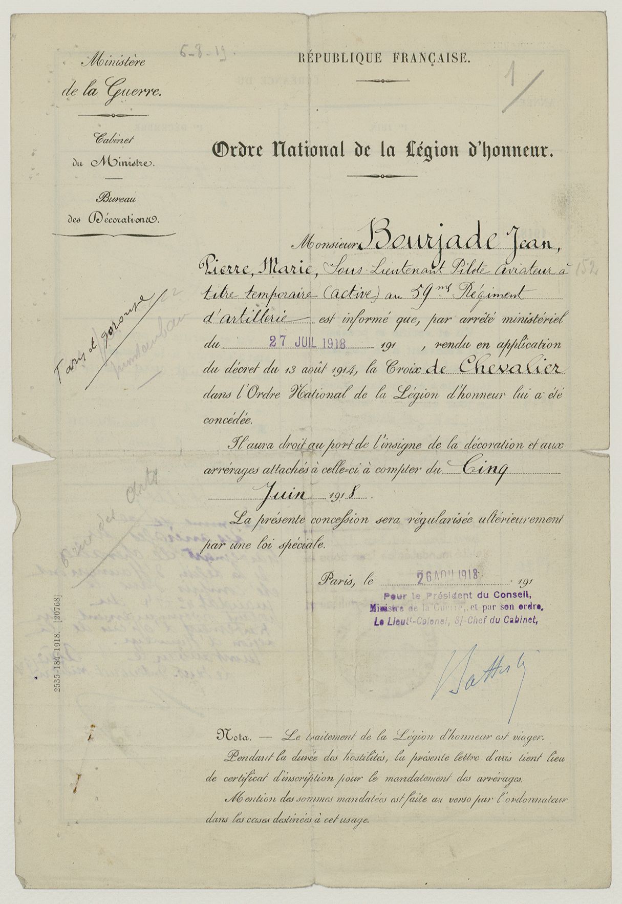 Concession de la Légion d'honneur